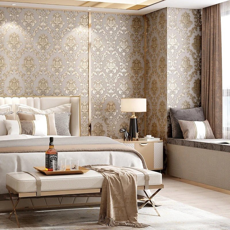 Papier peint tete de lit baroque — intissé mat premium