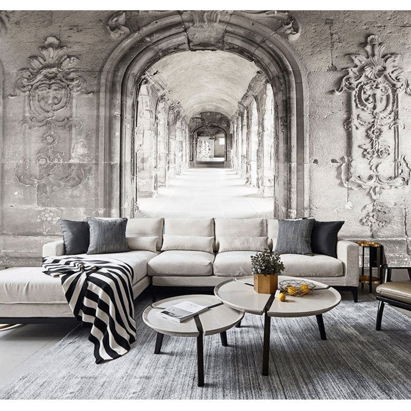 Papier peint trompe l'oeil couloir — intissé mat premium