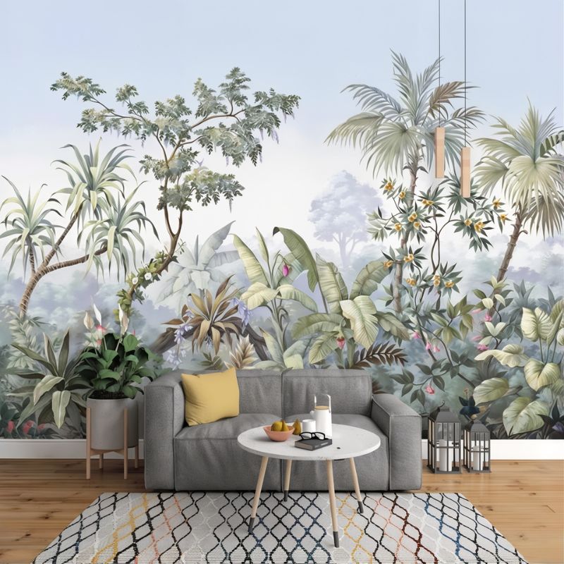 Papier peint tropical tete de lit — intissé mat premium