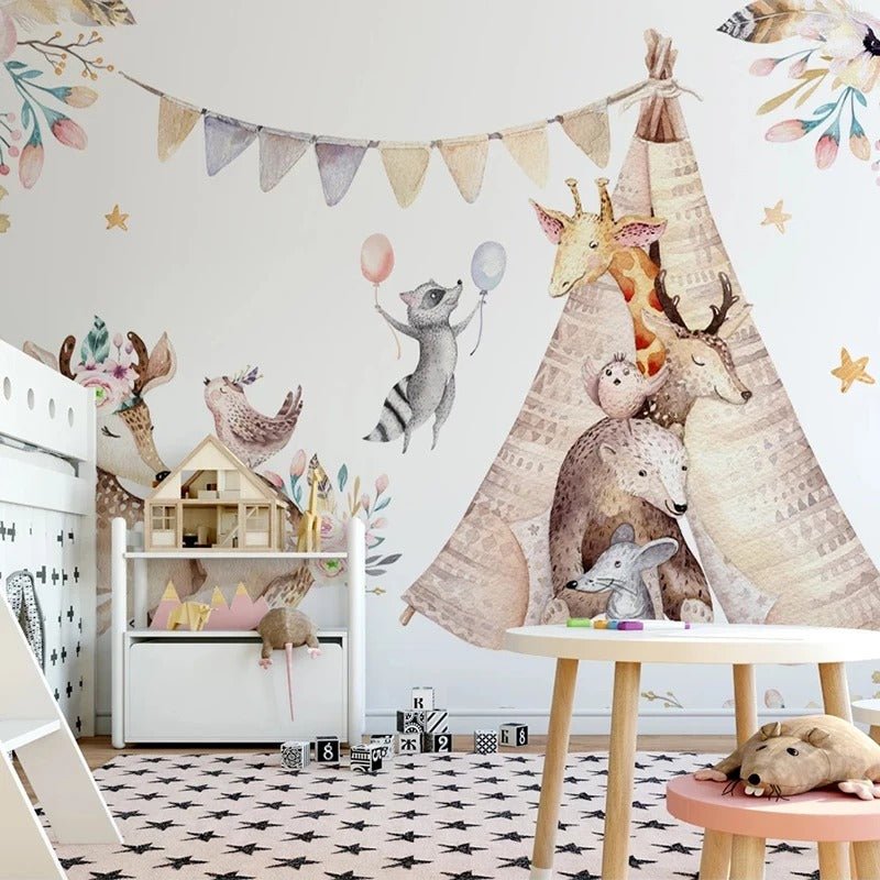 Papier peint vintage chambre bebe - motif