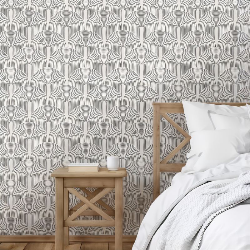 Tête de lit papier peint graphique — intissé mat premium