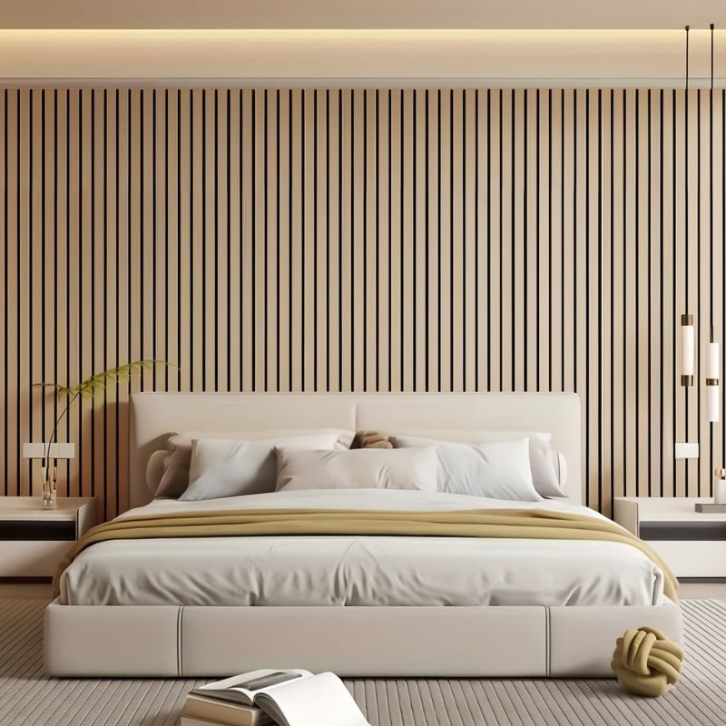 Tête de lit Papier peint imitation bois — intissé mat premium